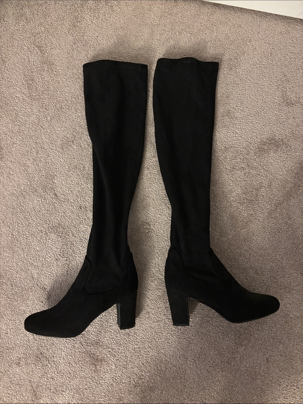 Knee-high sued boots